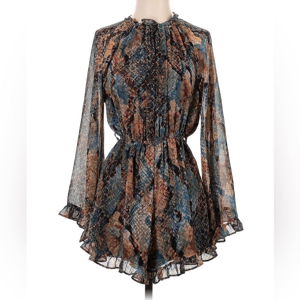 Snake Skin Ruffled Romper